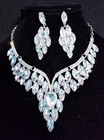 Choker Bib Necklace Earring Set Rhinestone Crystal Clear Prom Bridal Jewelry