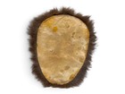 Vtg Alaska Native Eskimo Mask Wall Hanging Beaver Fur Trim Inuit