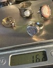Lot Of 4  Sterling  Adj Flower W Sapphire  Locket  Shell Cameo  Cigar Band Rings