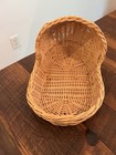 Vtg  Hand Woven Cradle Bassinet Wicker Rattan Wood Doll Bear Primitive Hong Kong