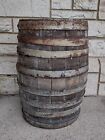Large Antique Primitive Solid Oak 8 Band Whisky Beer Barrel 