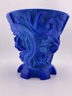 Hoffman Schlevogt Lapis Blue Glass Vase Rose Blossom