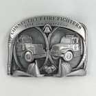 Vintage Belt Buckle Connecticut Fire Fighters Leather King Made In Usa 1994