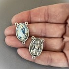 3 Pc Assumption Virgin Mary Rosary Centerpiece Italy Large Silver