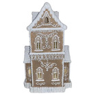 Christmas Tan Victorian Glitter Lighted Gingerbread Hand Painted House 14  New