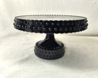 Vintage Le Smith High Gloss Black Hobnail Pedestal Cake Stand 8 1 2    W