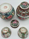 Pair Of Antique Famille Rose Hand Painted Porcelain Ginger Jars   Tea Cups