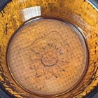 Vintage Amber Glass Ashtray trinket Dish Small With Floral Stamp On Bottom