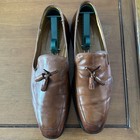 Paul Stuart Chestnut Brown Leather Venetian Toe Italian Tassel Loafers 11 5