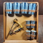 Mid-century Vintage Travel Bar Set Complete Top Grain Cowhide Case New