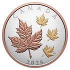 2026 Canada  50 Maple Leaves In Motion - 5 Oz Fine Silver Coin