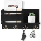 Key And Mail Holder For Wall Decorative - Rustic Mail Organizer Wall A - Black