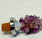 Amethyst Crystal Grape Cluster Leaf Bottle Champagne Wine Stopper Vintage