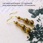 Ancient Egyptian Style Gold Dangle Earrings     Engraved Vintage Boho Jewelry