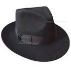 Premium 100  Wool Wide Brim Classic Black Band Felt Fedora Hat