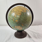 Vintage George F Cram Terrestrial World Globe On Metal Stand