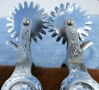 Vintage Crockett Renalde Stainless Steel Horse Spurs Golden Browntooled Straps