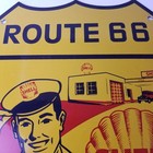 Vintage Shell Gas Sign - Gasoline Attendant Route 66 Pump Porcelain Sign