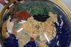 12  Gemstone Tabletop World Globe Tripod Stand Natural Mineral Inlay Map Rotates