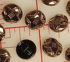 12 Czech Glass Shank Buttons Diamond Flower Design Golden Bronze  1 2  15mm
