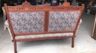Settee Victorian Antique Sofa Carved Loveseat Parlor Chair Walnut Set Couch