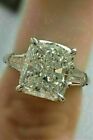 3 5ct Cushion Cut Vvs1 Lab Created Diamond Engagement 14k White Gold Finish Ring