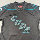 San Jose Barracuda Hockey Jersey Mens Large Black Ahl Fireball  66 Cuda Logo Ccm