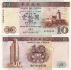 Macau Macao 10 Patacas 1995 P 90 Unc Boc 1 10 Bundle Lot 10 Pcs