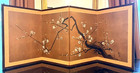 Japanese Byobu Sakura Cherry Blossom Tree Hand Painted 4-panel Folding Screen
