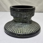 Vintage Bronze Japanese Meiji Period Ikebana Footed Gridded Vase Pedestal Neck