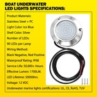 2pcs 90led Underwater Boat Marine Courtesy Light Stainless Steel Ice Blue Ip68