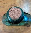 Vtg Utility pharmaceutical  poison  Crescent Aqua Glass Bottle 3 Dot Markings