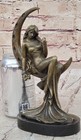Bronze Sculpture Sexy Maiden Sitting On Moon Bronze Sculpture Decor Sale