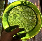 Vintage Blenko Zodiac Suncatcher Glass Pisces Green Large 8 5  Crack