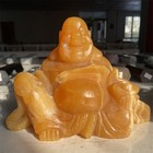 6 7lb 8 2  Natural Yellow Calcite  Happy Buddha Carved Crystal Mineral Statue