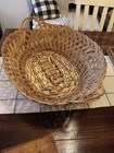 Set 2 Vintage Large Oval Wicker Rattan Farmhouse Nesting Baskets Handled 23 -25 