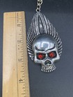 Skull Pendant Necklace Red Rhinestone Eyes Silver Resin Goth Jewelry 18    Cosplay