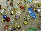 Swarovski Mixed Shapes Single Rhinestones In Settings 50 Crystal Lot Vtg Jewelry