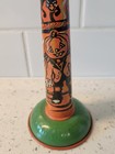 Vintage Halloween Tin Horn Noisemaker With Owl  black Cat  witch and   