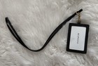 Coach Lanyard Id Card Holder Badge Slots Black Leather Gold Work Purse New