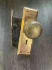Antique Doorknob Cast Iron Lock Set Square  Mortise No Key Heavy Brass Knobs