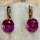 Vintage Rose Gold 14k 583 East European Ussr Era Gemstone Earrings -  - 1376