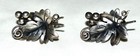 Vintage Mexican Taxco Alpaca Detailed Leaf W Three Berries Screwback Earrings 