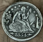 1854 Love Token Dcd D C D Silver Coin Seated Liberty Quarter Us