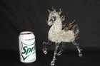 1 Blown Spun Glass Pegasus Figurine W  Gold Accents - Standing 9  Tall X 8 