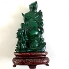 Museum Quality Antique Hand Carved Malachite Guanyin Figurine Antiquity C  1966