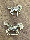 Lot Of 2 Vintage Gold Tone Prancing Horse Pins Brooch Equestrian