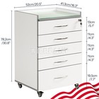 Dental Cabinet Rolling Medical Trolley Mobile Wooden Cart With Socket 5 Drawers