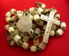 Vintage Rosary White Cane Cut Glass Religious Catholic Holy Rosary Very Small