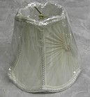 Mini Satin Lamp Shade Clip-on Off White Tufted Scallop Elegant Style Pleated